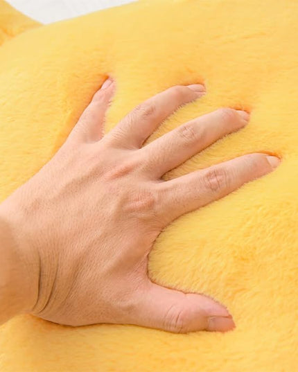 A Nice Night Faux Fur Reading Pillow Bed Wedge Large Adult Children Backrest with Arms Back Support for Sitting Up in Bed/Couch for Bedrest,Yellow - LeafyLoom