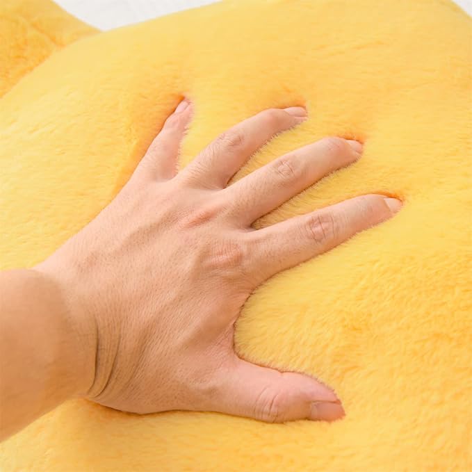 A Nice Night Faux Fur Reading Pillow Bed Wedge Large Adult Children Backrest with Arms Back Support for Sitting Up in Bed/Couch for Bedrest,Yellow - LeafyLoom