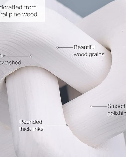 White Wooden Knot Bohemian Decoration Hand-Carved Knot Autumn Winter White Home Decor Suitable for Coffee Table Bedroom Living Room Minimalist Decoration（White） - LeafyLoom