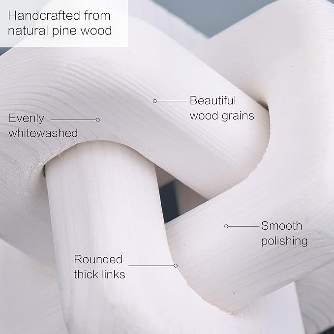 White Wooden Knot Bohemian Decoration Hand-Carved Knot Autumn Winter White Home Decor Suitable for Coffee Table Bedroom Living Room Minimalist Decoration（White） - LeafyLoom