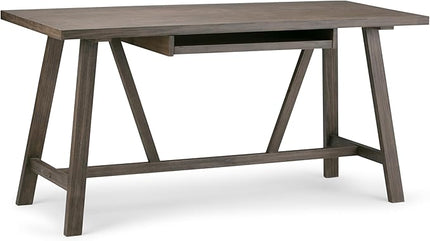 SIMPLIHOME Dylan SOLID WOOD Modern Industrial 60 inch Wide Home Office Desk, Writing Table, Workstation, Study Table Furniture in Driftwood - LeafyLoom