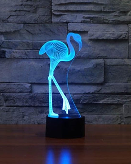 Optical Illusion 3D Flamingos Night Light 16 Colors Changing USB Powered Remote Control Touch Switch Decor Lamp LED Table Desk Lamp Children Kids Christmas Xmas Brithday Gift - LeafyLoom