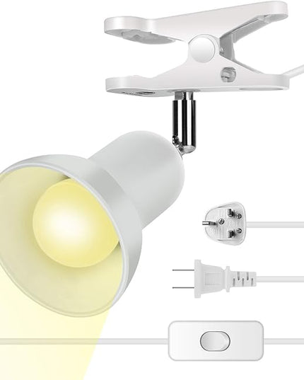 Sun-Rising Desk lamp,360° Rotation Clip on Lamp Portable Book Reading Light,Clamp on Desk/Table/Bunk Bed/Cupboard Home Lighting, (Seven Colors for Your Choice) White 2" - LeafyLoom