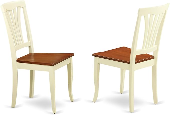 East West Furniture NOAV3-WHI-W 3 Piece Kitchen Table Set for Small Spaces Contains a Rectangle Dining Room Table with Butterfly Leaf and 2 Solid Wood Seat Chairs, 32x54 Inch, Buttermilk & Cherry - LeafyLoom