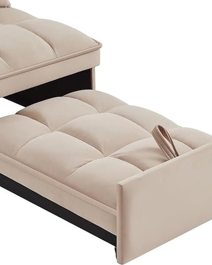 4 in 1 Convertible Sleeper Chair Bed-25" Recliner Pull Out Sofa Bed, Small Futon Couch, Lazy Single Armchair for Temperory Sleeping Gaming Office Napping, Chaise Lounge Sofa for Living Room Bedroom - LeafyLoom