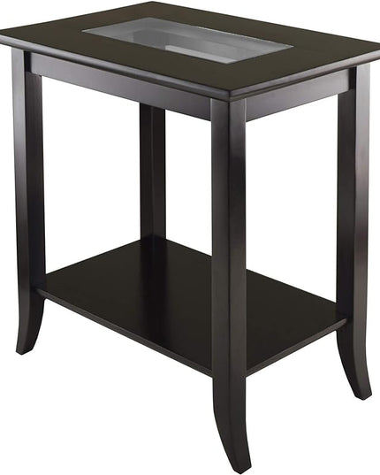 Winsome Genoa Rectangular Coffee Table with Glass Top and Shelf & Genoa Occasional Table, Dark Espresso - LeafyLoom