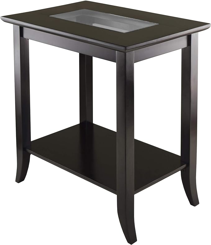 Winsome Genoa Rectangular Coffee Table with Glass Top and Shelf & Genoa Occasional Table, Dark Espresso - LeafyLoom