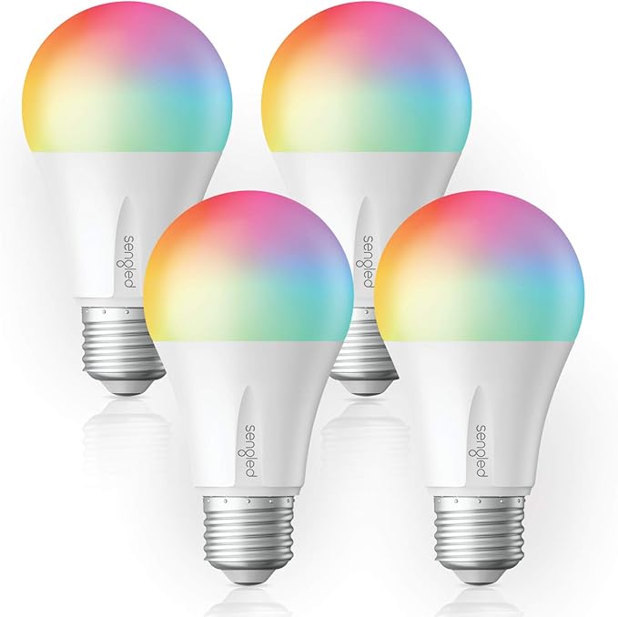 Sengled Alexa Light Bulb, Zigbee Bulb Smart Hub Required, Works with Alexa and SmartThings, Voice Control with Echo Show 10 with built-in Hub, Color Changing 60W Equivalent A19 Smart Light Bulbs, 4PK Sengled
