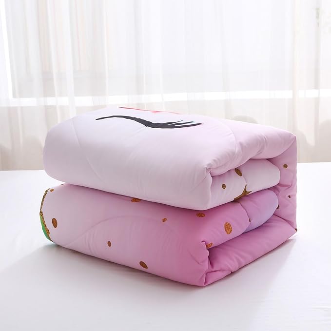 Unicorn Queen Bedding Sets for Girls Kids Comforter Set Queen Size with 2 Pillowcases Pink and Rainbow Unicorn Room Decor for Girls Bedroom Ultra Soft Machine Washable Toddler Bed Set - LeafyLoom