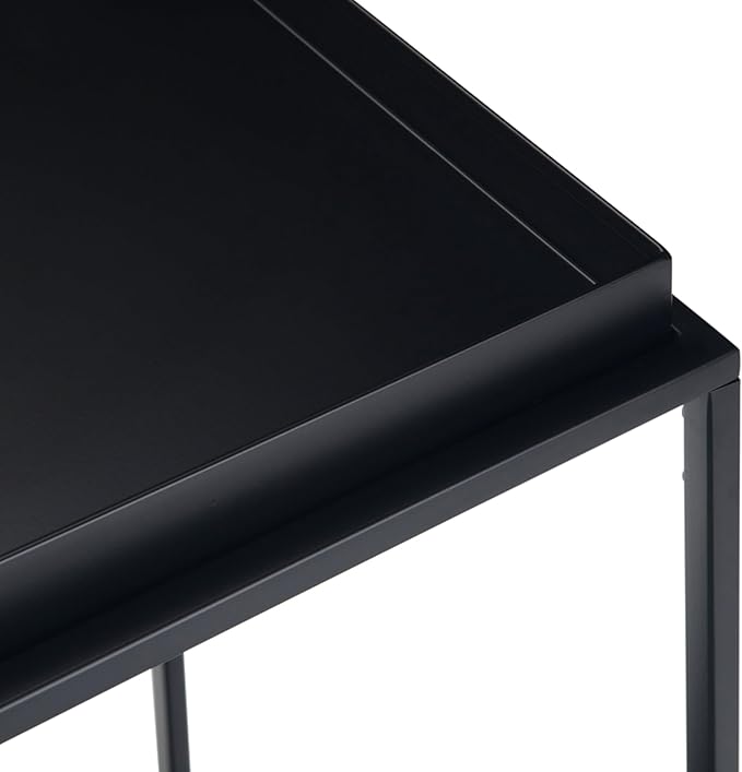 SIMPLIHOME Garner 47 inch Wide Metal Tray Top Console Sofa Entryway Table in Black, for the Living Room, Entryway and Bedroom - LeafyLoom