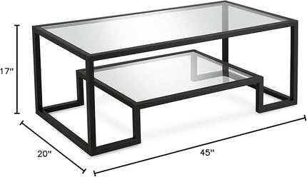 Henn&Hart 45" Wide Rectangular Coffee Table in Blackened Bronze, Modern coffee tables for living room, studio apartment essentials - LeafyLoom