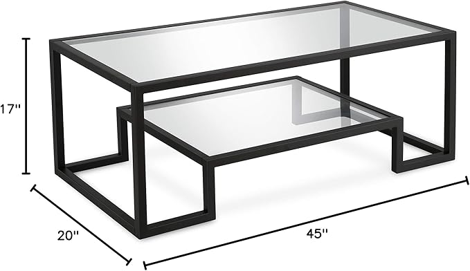 Henn&Hart 45" Wide Rectangular Coffee Table in Blackened Bronze, Modern coffee tables for living room, studio apartment essentials - LeafyLoom