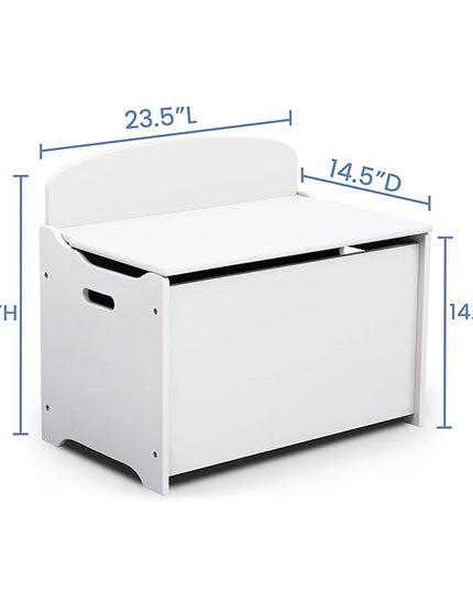 Delta Children MySize Deluxe Toy Box - Greenguard Gold Certified, Bianca White & Canton Toddler Bed, Cherry - LeafyLoom