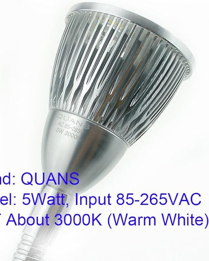 5W 5x1W Warm White 19.68inch Clamp Clip on Gooseneck High Power LED Desk Table Light Lamp Ultra Bright Silver - LeafyLoom