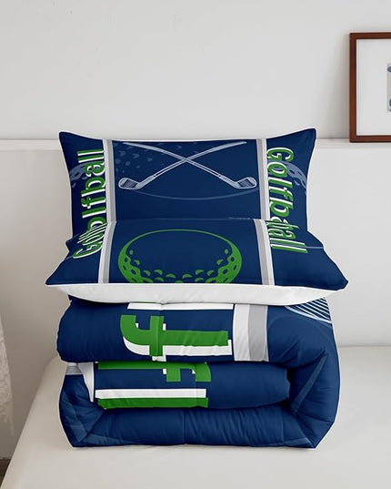 Feelyou Kids Golf Print Comforter Set Full Size Ball Sports Bedding Set for Boys Girls Teens Bedroom Decor Golf Ball Lover Comforter Women Men Ball Games Duvet Set with 2 Pillow Case - LeafyLoom