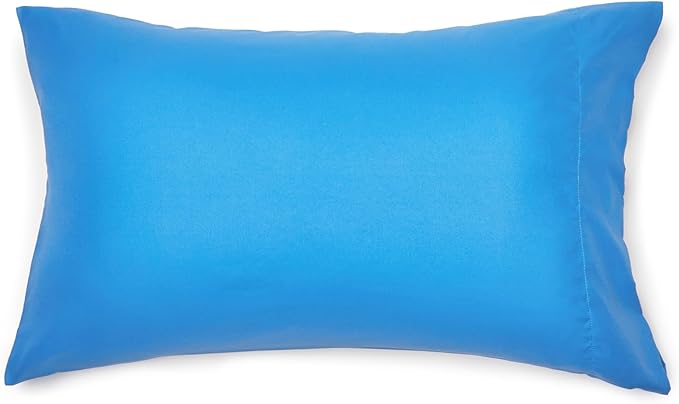 Amazon Basics 7 Piece Microfiber Kid's Bed-in-a-Bag Bedding Set, Full/Queen, Blue, Solid - LeafyLoom