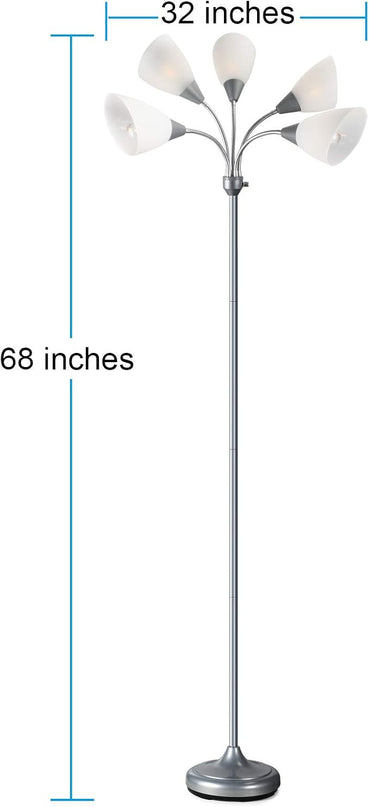 Medusa Floor Lamps Standing Lamps 5 Heads Adjustable Reading Light Large Shade Use E26 A19 Bulb Floor Lamps for Living Room Bedroom by ONEXT - LeafyLoom