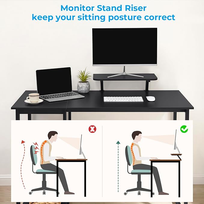 GreenForest Computer Desk with Monitor Stand,39 inch Small Desk with Reversible Storage Shelves,Gaming Desk for Small Spaces Home Office Writing Desk Study Table,Black - LeafyLoom