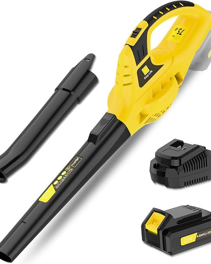 Leaf Blower Cordless,4.0 Ah 21V Handheld Electric Leaf Blower with Battery and Fast Charger, 2 Speed Mode, Lightweight Battery Powered Leaf Blowers for Lawn Care, Patio, Yard, Sidewalk - LeafyLoom