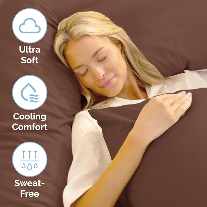 Split King Size 5 Piece Sheet Set - Comfy Breathable & Cooling Sheets - Hotel Luxury Bed Sheets for Women & Men - Deep Pockets, Easy-Fit, Soft & Wrinkle Free Sheets - Brown Oeko-Tex Bed Sheet Set - LeafyLoom