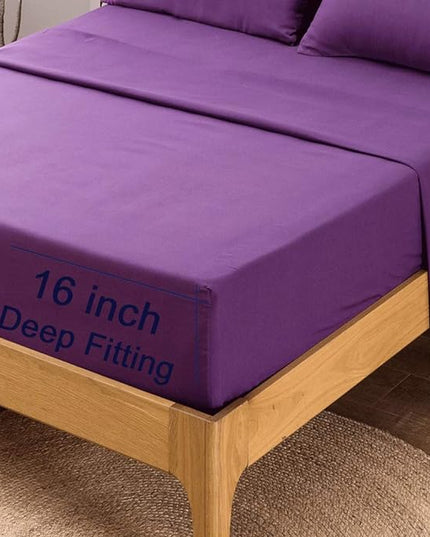 SONORO KATE Bed Sheet Set Super Soft Microfiber 1800 Thread Count Luxury Egyptian Sheets 18-Inch Deep Pocket，Wrinkle and Hypoallergenic-6 Piece (Purple, Twin XL-6 Piece) - LeafyLoom
