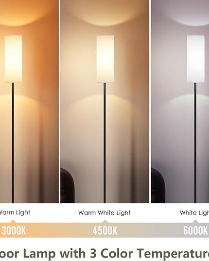 Floor Lamps for Living Room with 3 Color Temperatures, Modern Standing Lamp Tall Industrial Reading for Bedroom, Living Room, Office, Kids Room,9W Bulb Included - LeafyLoom