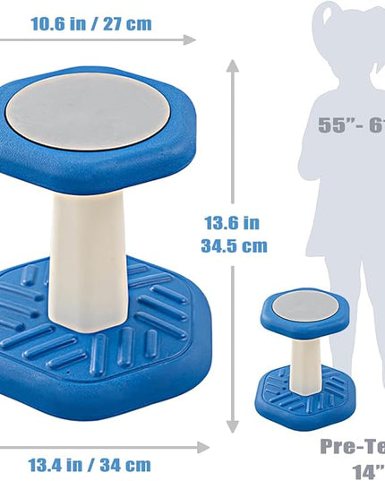 Active Chairs Kids Preschool Wobble Stool - Alternative Flexible Seating Balance Wiggle Stool for Classroom,Preschool,Kindergarten&Elementary School,Active Sensory Chairs,Ages3-8,Blue(14in) - LeafyLoom