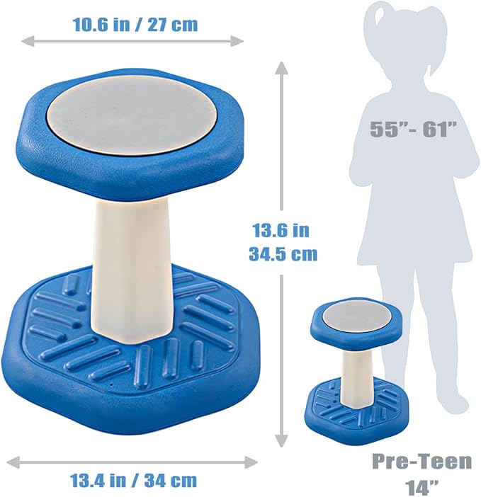 Active Chairs Kids Preschool Wobble Stool - Alternative Flexible Seating Balance Wiggle Stool for Classroom,Preschool,Kindergarten&Elementary School,Active Sensory Chairs,Ages3-8,Blue(14in) - LeafyLoom