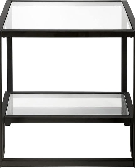 Henn&Hart 22" Wide Square Side Table in Blackened Bronze, Table for Living Room, Bedroom - LeafyLoom