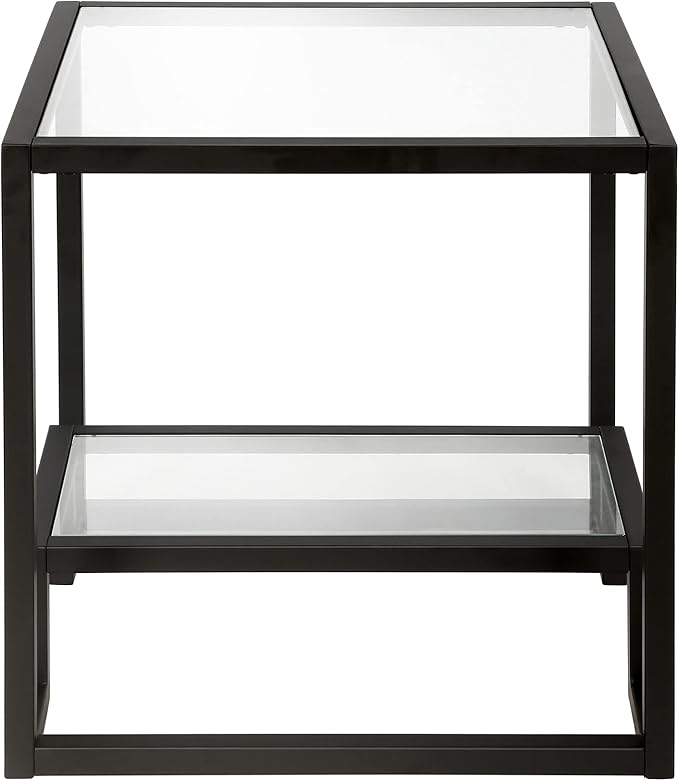 Henn&Hart 22" Wide Square Side Table in Blackened Bronze, Table for Living Room, Bedroom - LeafyLoom