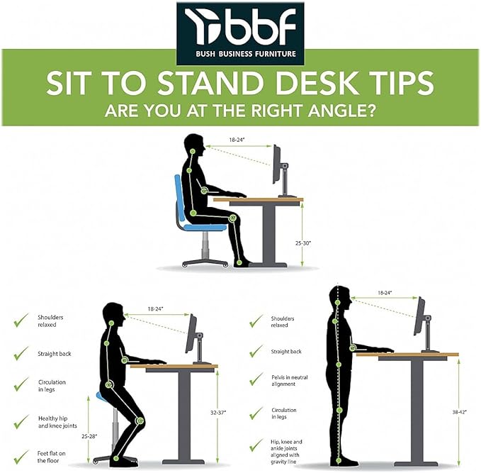 Bush Business Furniture Move 60 Series Electric Ergonomic Sit-Stand Computer Table for Home and Professional Office, 60W x 30D, Platinum Gray - LeafyLoom