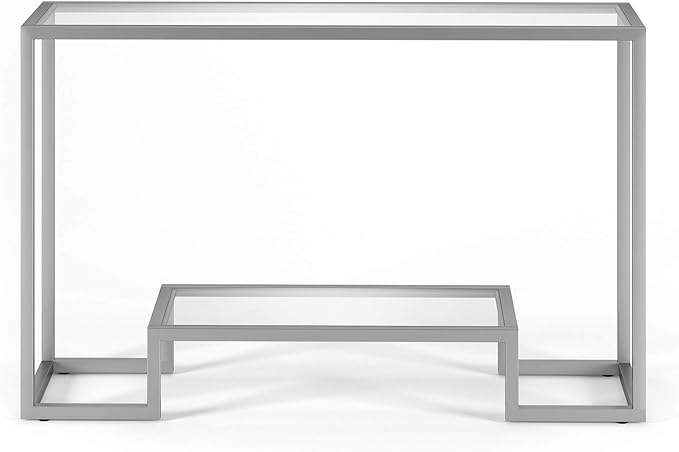 Henn&Hart 47.75" Wide Rectangular Console Table in Satin Nickel, Entryway Table, Accent Table for Living Room, Hallway - LeafyLoom