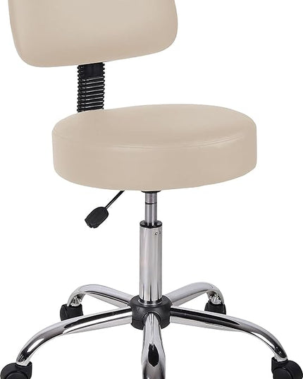Boss Office Products Be Well Medical Spa Stool with Back in Beige - LeafyLoom