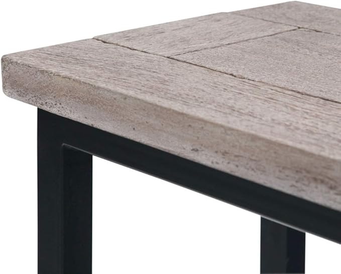 SIMPLIHOME Skyler SOLID MANGO WOOD and Metal 18 Inch Wide Rectangle C Side Table in Birch, Fully Assembled, For the Living Room and Bedroom - LeafyLoom