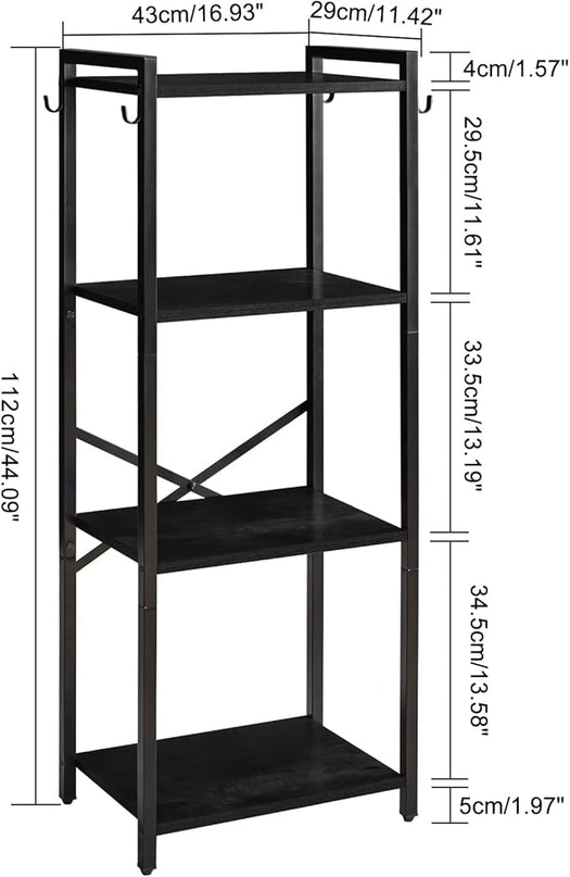 YMYNY Bookcase, 4-Tier Narrow Ladder Bookshelf, Freestanding Shelving Unit, Multifunctional Storage Rack, for Home Office Living Room Bedroom Kitchen, Plant Stand, Black, 44 * 16.9 * 11.4" UHBC004B - LeafyLoom