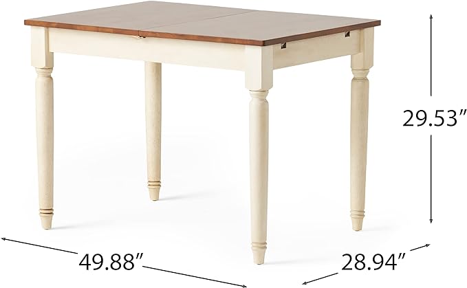 Christopher Knight Home Clearwater Rectangular Solid Top Table, Dark Oak / Antique White - LeafyLoom