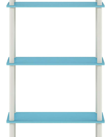 Furinno Turn-N-Tube 5-Tier Multipurpose Shelf / Display Rack / Storage Shelf / Bookshelf, Round Tubes, Light Blue/White - LeafyLoom