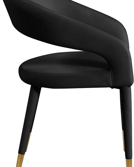 Meridian Furniture Destiny Collection Modern | Contemporary Velvet Upholstered Rounded Back Dining Chair, 23" W x 23" D x 31.5" H, Black - LeafyLoom