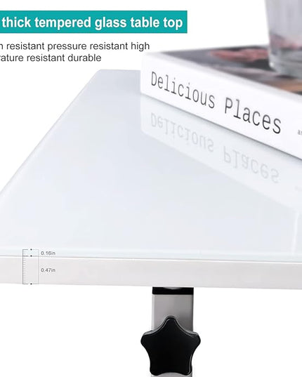 Adjustable Height Standing Desk, Writable Tempered Glass Desktop with Eraser, 360° Flip, Wheels – Ideal for Small Spaces and Home Offices, 31 in, White(Adjustable Height: 32-47 in) - LeafyLoom