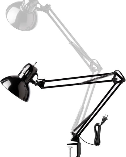 Globe Electric 12641 Architect 32" Swing-Arm Clamp-On Lamp, Black Architect, Finish, LED Bulb Included - LeafyLoom