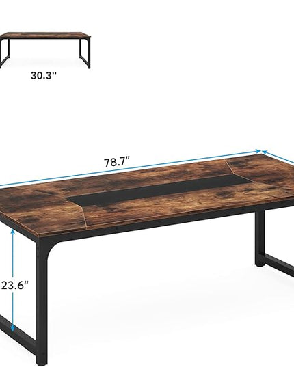 70.9 Inch X Large Executive Office Computer Desk, Brown - LeafyLoom
