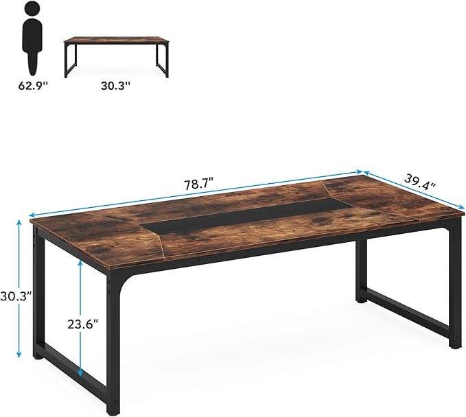 70.9 Inch X Large Executive Office Computer Desk, Brown - LeafyLoom