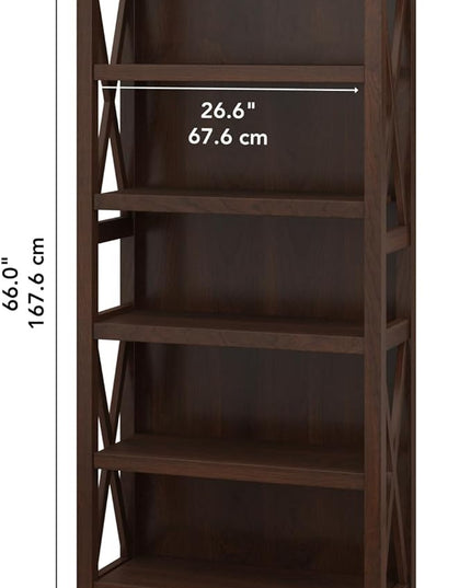 Bush Furniture Key West Tall 5 Shelf Bookcase in Bing Cherry - LeafyLoom