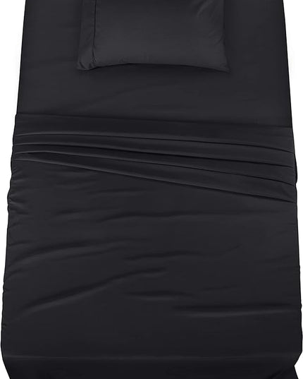 Utopia Bedding Twin Bed Sheets Set - 3 Piece Bedding - Brushed Microfiber - Shrinkage and Fade Resistant - Easy Care (Twin, Black) - LeafyLoom