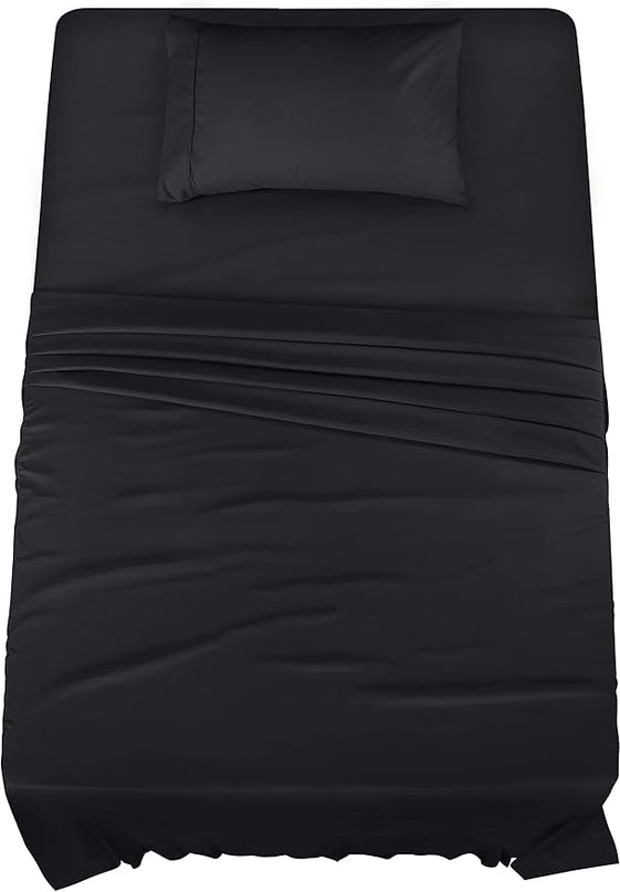 Utopia Bedding Twin Bed Sheets Set - 3 Piece Bedding - Brushed Microfiber - Shrinkage and Fade Resistant - Easy Care (Twin, Black) - LeafyLoom