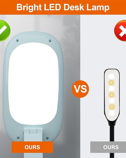 LED Desk Lamp for Office Home & Battery Operated Lamp Rechargeable Lamp Foldable & Portable Light, [2-fold support frame higher] 3 Brightness Dimmable Small Desk Lamp Wireless Reading Lamp - LeafyLoom