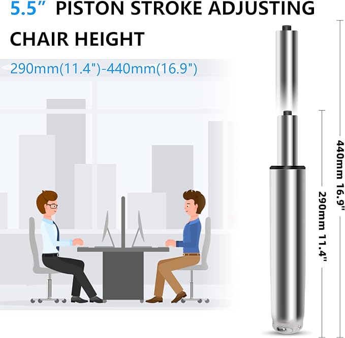 5.5 inch Office Chair Cylinder Replacement,Heavy Duty Gas Lift Cylinder for Office Desk Chairs/Gaming Chair,Gas Lift Hydraulic/Pneumatic Piston, Universal Size (Silver) - LeafyLoom