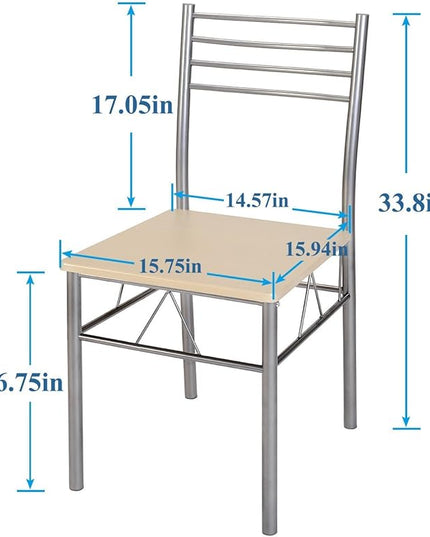 VECELO Kitchen Dining Room Table and Chairs 4, 5-Piece Dinette Sets, Space Saving (Silver), 43.3" - LeafyLoom
