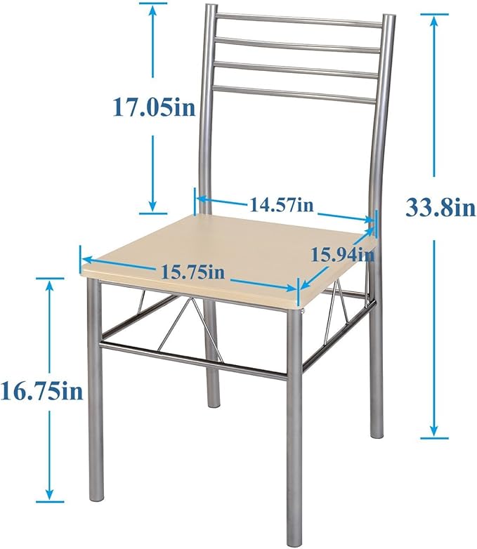 VECELO Kitchen Dining Room Table and Chairs 4, 5-Piece Dinette Sets, Space Saving (Silver), 43.3" - LeafyLoom