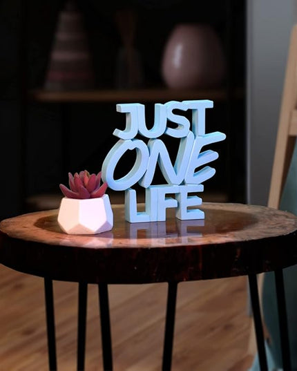 NUKKAD TALES Just One Life – Blue, Aesthetic table decor for home or office, desk or Shelf. Quirky room decoration showpiece, ideal for birthday gift, corporate gift, and inspiring wall decor - LeafyLoom